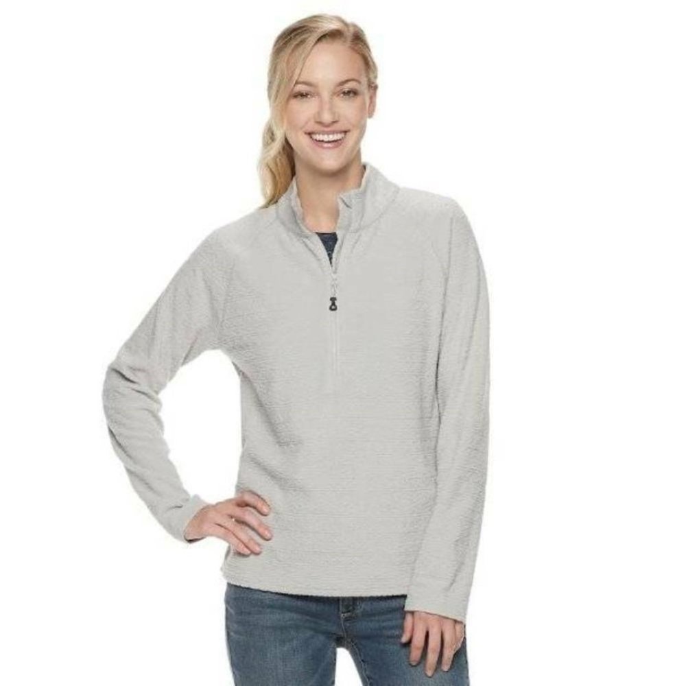 ZeroXposur Fleece Shirt Womens L Silver Long Sleeve 1/4 Zip Neck Pullover